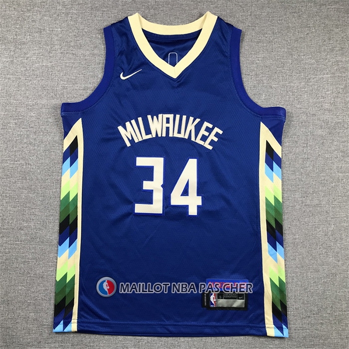 Maillot Enfant Milwaukee Bucks Giannis Antetokounmpo NO 34 Ville 2022-23 Bleu